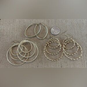 Pierced Hoop Dangle Earrings Lot Of 3
